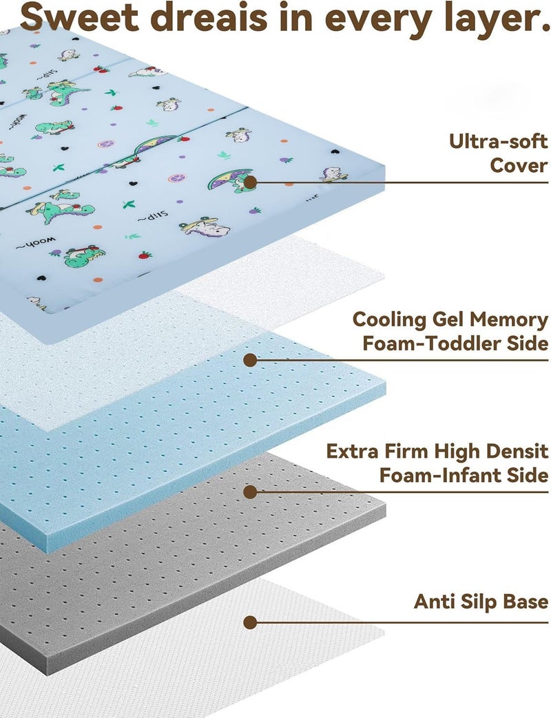 VUCWS 2025 Upgraded Pack and Play Mattress 38" x 26" Soft Firm Premium Foam Pack N Play Mattresses Odorless Breathable Comfort Baby Foam Portable Playpen Mattresses (Tri-fold Dinosaur) - Image 4